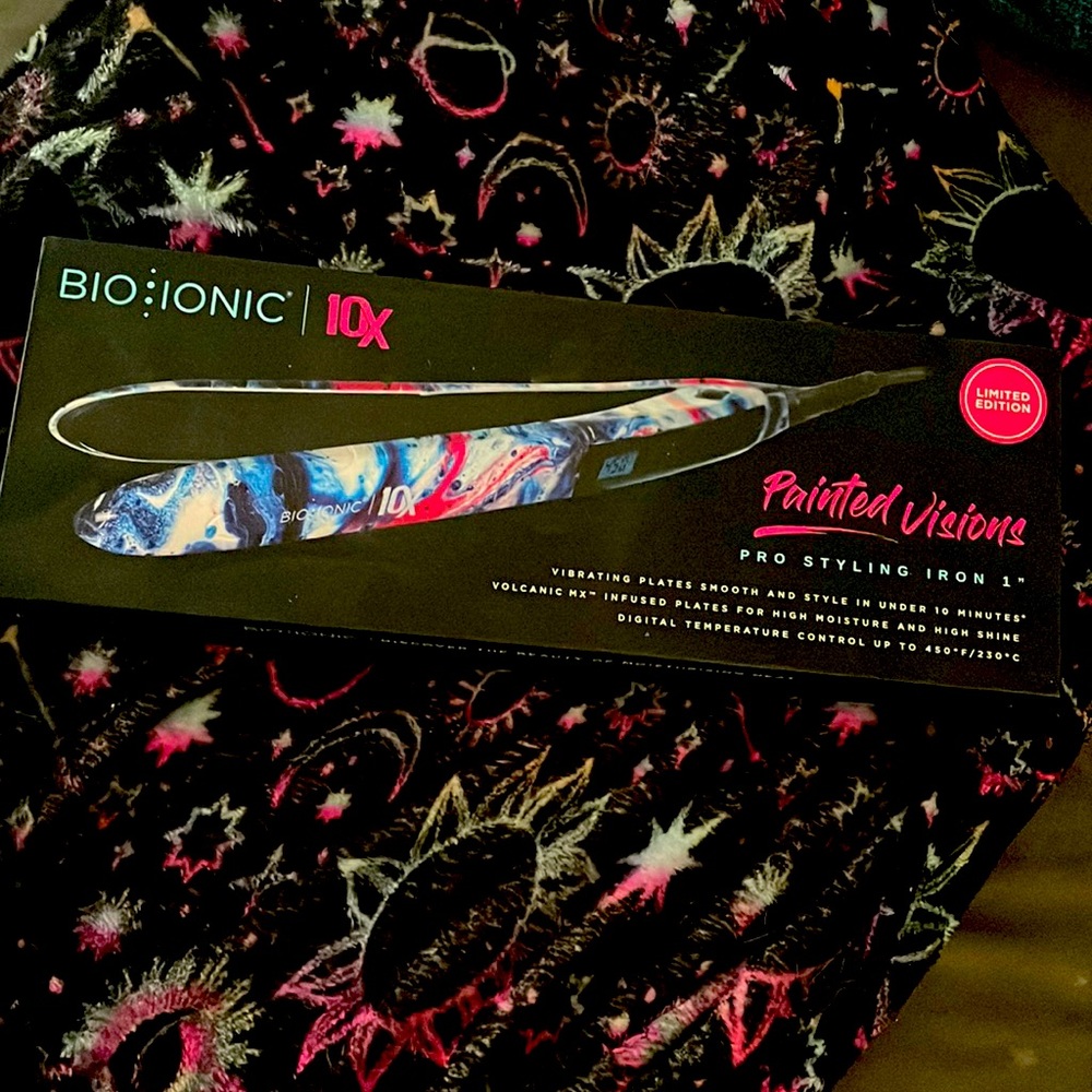 Bio Ionic 10x pro styling iron, 1”. Limited Edition Painted Visions. NEW in box.